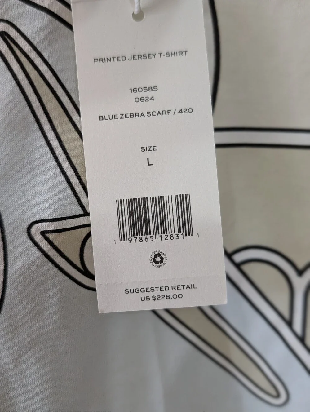 Tory Burch Cream and Black Short-Sleeve Zebra Outline Tee